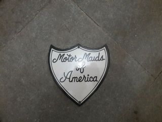Porcelain Motor Maids Of America Enamel Sign Size 8 " X 8 " Inches
