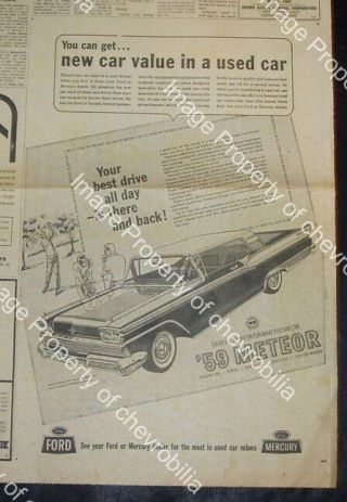 1959 Meteor Ford Of Canada 1964 Car 13x19 " Newspaper Ad Mercury
