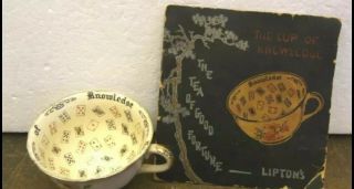 Vintage 1938 Lipton Tea " The Cup Of Knowledge " Fortune Telling Cup & Booklet