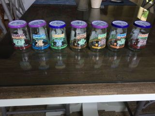 Full Set Of 7 Welchs Peanuts Jelly Jar Glasses 4 " Tall Snoopy