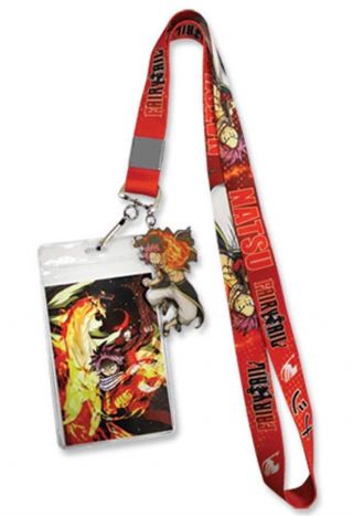 Fairy Tale: Natsu Dragneel Red Lanyard With Id Holder And Charm