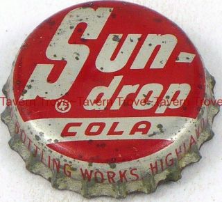 Unlisted 1940s Illinois Highland Sun - Drop Cola Cork Crown Tavern Trove