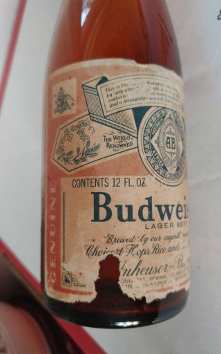 Vintage 70s Stretched Empty Budweiser Bottle 16.  5 