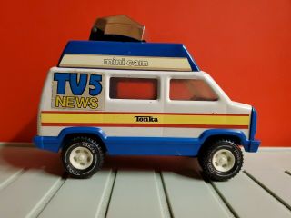 Vintage Tonka Tv 5 News Van Truck Made In Usa Pressed Metal
