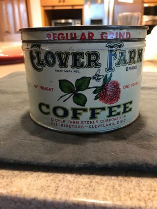 Clover Farm Coffee Tin Empty