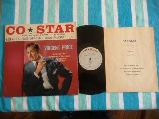 Vincent Price The Record Acting Game Lp Co - Star 1958 W/script Insert Spoken Word