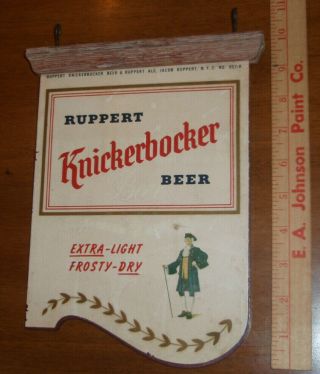Ruppert Knickerbocker Beer Small Wood Sign York City Brewery 1950s Light Dry