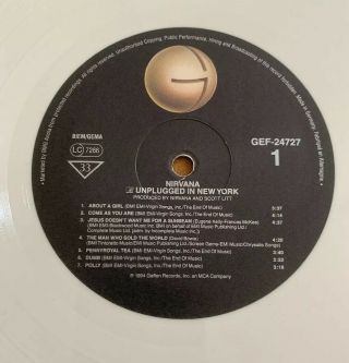 Nirvana “Unplugged In York” 1994 Germany White vinyl Lp Nr Con 4