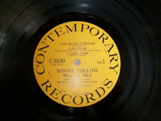 SONNY ROLLINS Way Out West CONTEMPORARY C 3530 LP mono 3