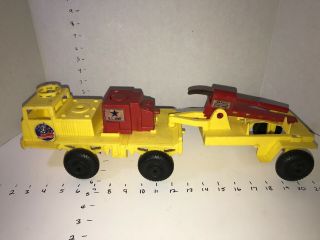 Vintage Plastic Ideal Toy U.  S.  Army Truck With Trailer Red Yellow Usa C90