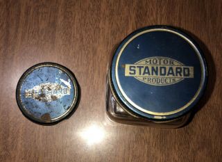 Vintage Standard Oil Parts F - 7C Brush Glass Jar w/ Extra Lid - Service Station 2