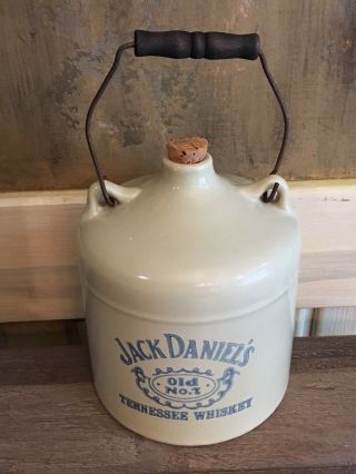 Vintage Jack Daniels Old No.  7 Tennessee Whiskey Stoneware Jug With Bail Handle