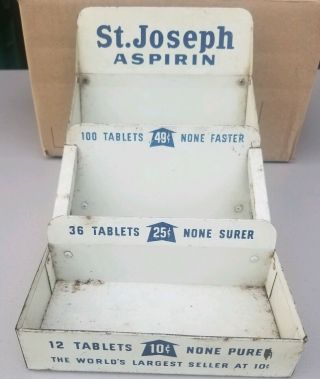 Vintage St Joseph Aspirin Tin Store Display Advertising