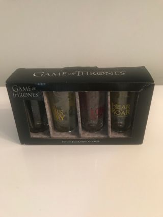 4x Rare Game Of Thrones Set Of Four Mini Shot Style Glasses 2017 Boxed Bundle