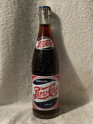 Rare Full 12oz Pepsi - Cola R/w/b Double Dot Acl Soda Bottle South Hill,  Va
