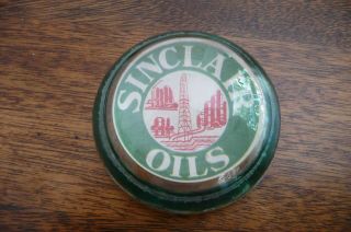 Vintage 1940 ' s Sinclair Motor Oil Gas Station Glass Paper Weight 3