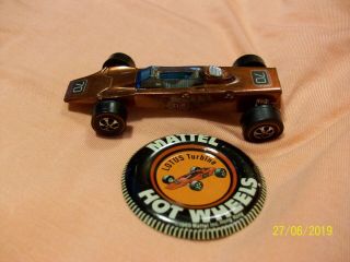Vintage Mattel Hot Wheels Redline 1969 Lotus Turbine Maroon W Button 70