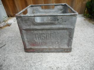 Vintage Risdon Dairy Crate Metal Milk Box Detroit Mich.  1959