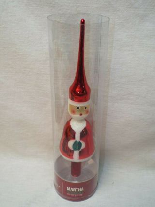 Martha Stewart Red Glass Sleek Thin Santa Claus Tree Topper Cute