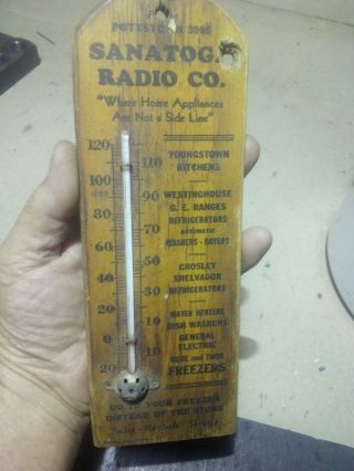 Old Antique Vintage Sanatoga Radio Co.  Advertising Thermometer Pottstown Pa Rare