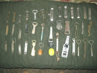 38 Vintage Beer Bottle And Can Openers,  All Kinds Of Different Brands