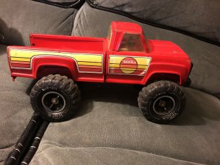 Vintage 1970’s Tonka Pressed Steel Pickup Truck 15” Red With Stripes