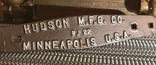 Antique Hudson Mfg Co Cast Iron Plaque Steam Industrial Sign Builders Plate