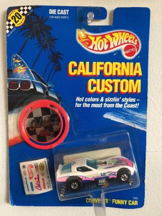 1989 Hot Wheels California Custom White Corvette Funny Car Speed Points Card