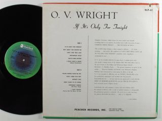 O.  V.  WRIGHT (If It Is) Only For Tonight BACKBEAT LP - 61 LP VG, 2