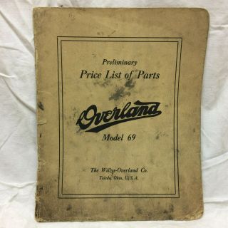 Vintage Book Overland Model 69 Price List Of Parts The Willys Overland Co.