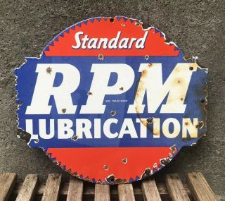 Vintage Rpm Lubrication Gas Porcelain Sign Oil Gasoline Pump Lubester