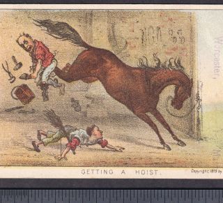 Blacksmith 1879 Currier & Ives Worcester Ma Horse Comic Old Victorian Trade Card
