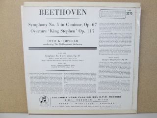 SAX 2373 B/S ED1 STEREO UK - Beethoven Symphony No.  5 Klemperer PO LP Vinyl EX, 3