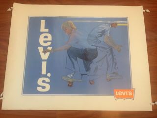 Htf 1978 Vintage Levi’s Skaterboard Poster 31x24” Retro Fab