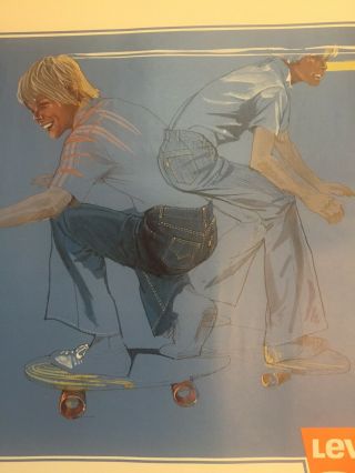 HTF 1978 Vintage Levi’s Skaterboard Poster 31x24” Retro Fab 8