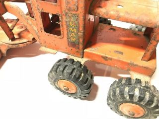 Vintage Orange Lumar Road Grader by MARX Toys Pressed Steel 2