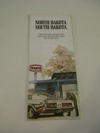Vintage 1973 Texaco North & South Dakota State Gas Station Travel Road Map Box J