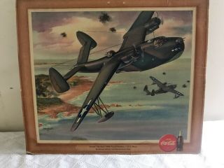 Ww Ii Coca Coke 1943 Litho Print Martin Mariner Pbm Patrol Bomber Navy 13x15 In