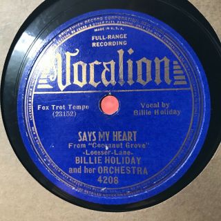 Pre - War Jazz 78 Billie Holiday On Vocalion 4208 Pressing In V,