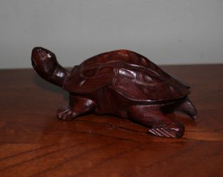 Figurine Polished Ironwood Turtle Life - Like,  Vintage Hand Carved
