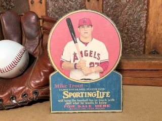Sporting Life News Die - Cut Display Ad " Mini Sign " - Mike Trout,  Anaheim