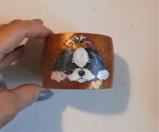 Shih Tzu Dog Bangle Bracelet Hand Painted