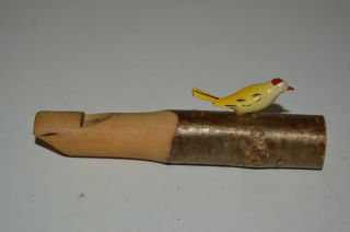 Vintage Wooden Hand Carved Bird Whistle Made In Switzerland Rare
