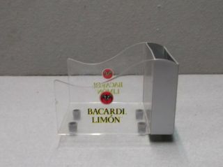 Bacardi Limon Rum Bar Caddy Napkin Straw Swizzle Holder Plastic Bat Logo