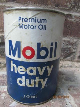 Vintage Mobil Motor Oil Can Still Full 1 Quart Sae 20w 20 W/ Pegasus