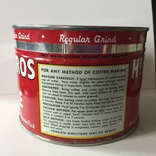 Vintage Hills Brothers 1 Pound Coffee Key Open Tin Can 2