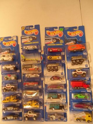 30 Older Hot Wheels Diecast Toy Cars Numbered Blue Cards Police Vw