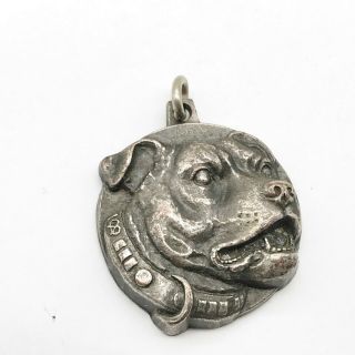 Antique Victorian Silver Plate Bulldog / Staffordshire Bull Terrier Medal Award