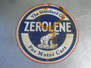Enamel Porcelain Zerolene Gas & Oil Advertising Sign Standard Oil