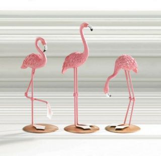 Set Of 3 Pink Flamingo Tabletop Figurines